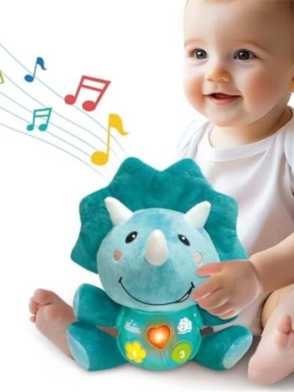 Baby Dinosaur Musical Toys, Newborn Boys Gift, Soft Dino Plush Stuffed Animal